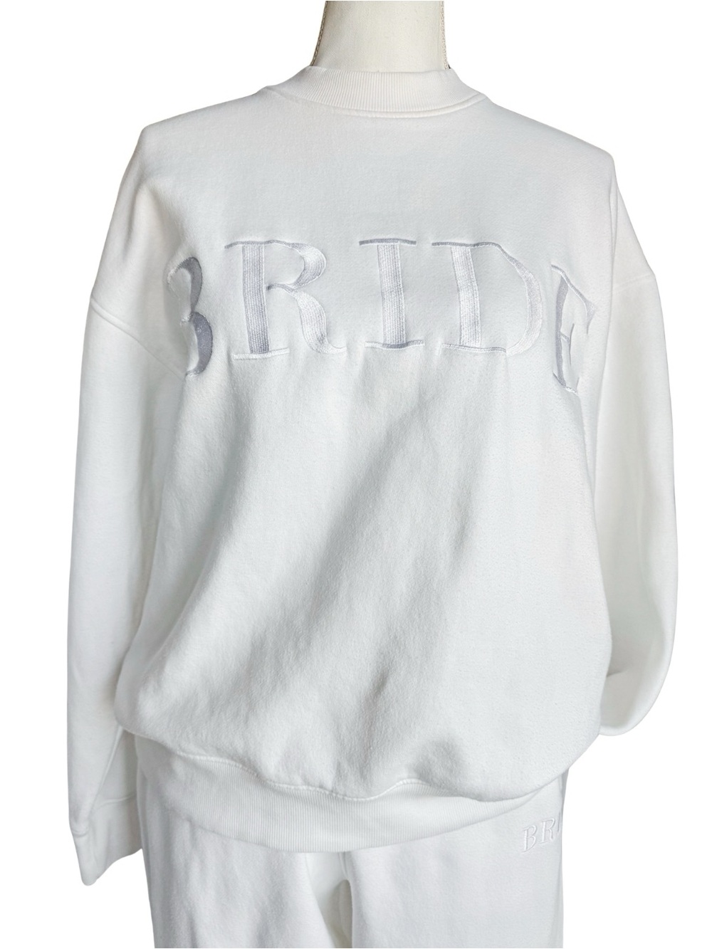 Six Stories Bride White Embroidered Sweatshirt Jogger Set Womens M Bridal Lounge - Picture 4 of 15